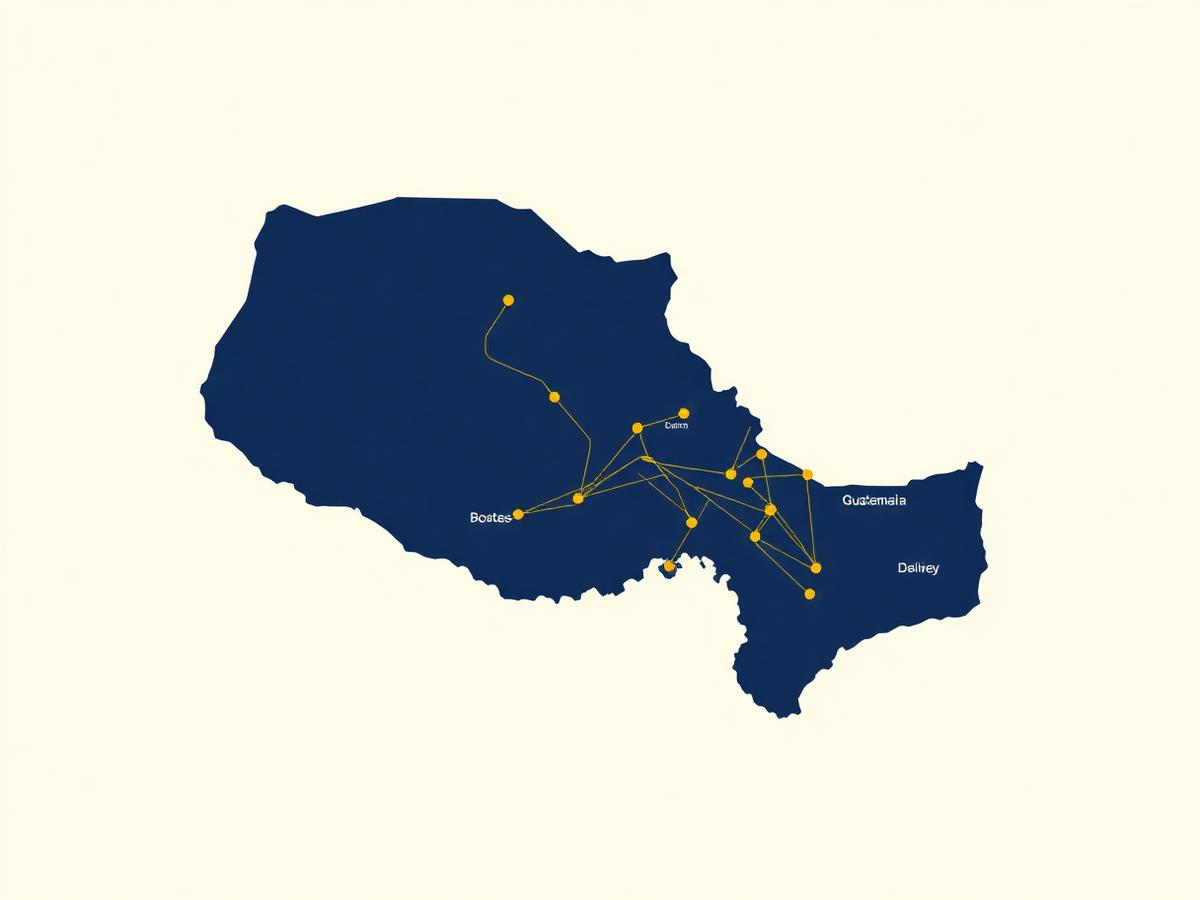 Mapa de Guatemala con rutas de LogiServicios Monaco